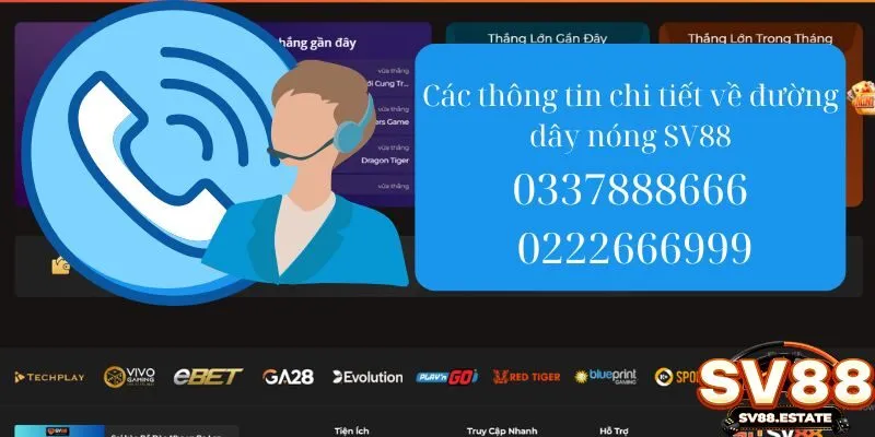 Các thông tin chi tiết về đường dây nóng SV88